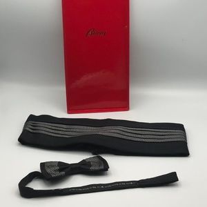 Brioni Silk Bow Tie & Cummerbund Set. Black&Grey. 100% Silk.Original Brioni Box.